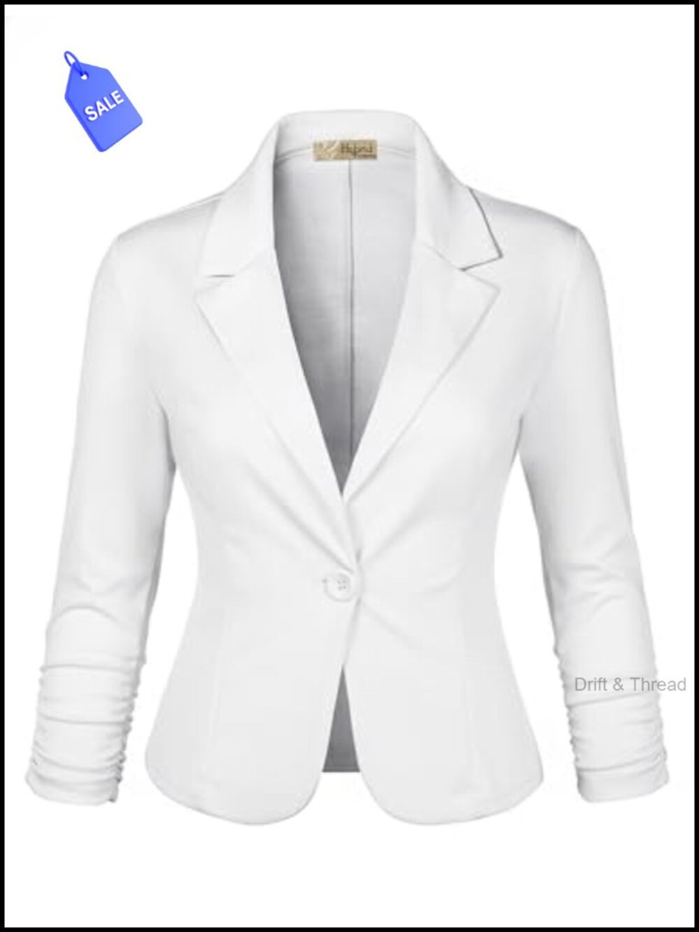 Ponte Cardigan Blazer 3/4 Scrunch Sleeve Business Casual Work